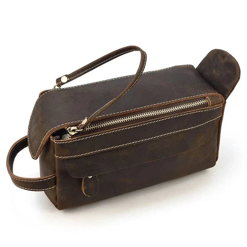 Trousse de toilette homme vintage, quatre nuances de brun, café 2