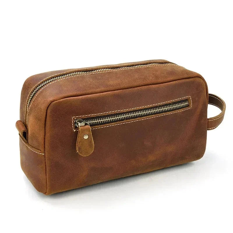Trousse de toilette homme vintage, quatre nuances de brun, marron 1