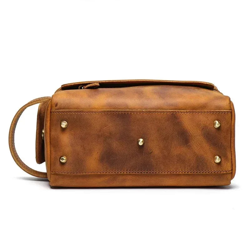 Trousse de toilette homme vintage, quatre nuances de brun