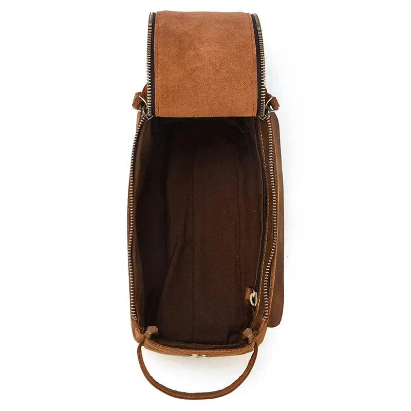 Trousse de toilette homme vintage, quatre nuances de brun