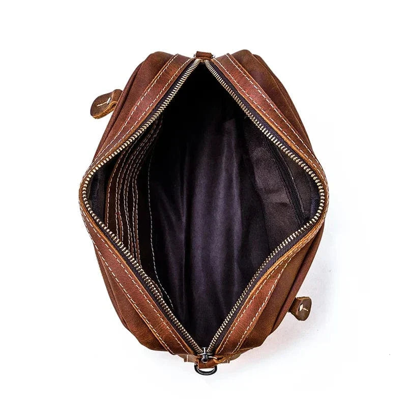 Trousse de toilette homme vintage, quatre nuances de brun