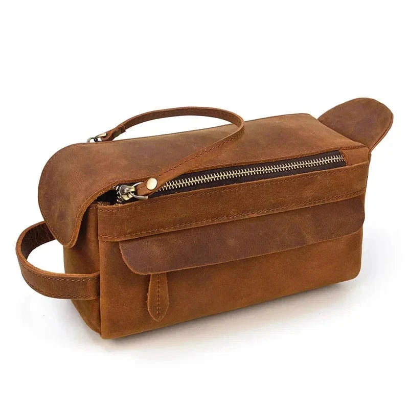 Trousse de toilette homme vintage, quatre nuances de brun, marron 2