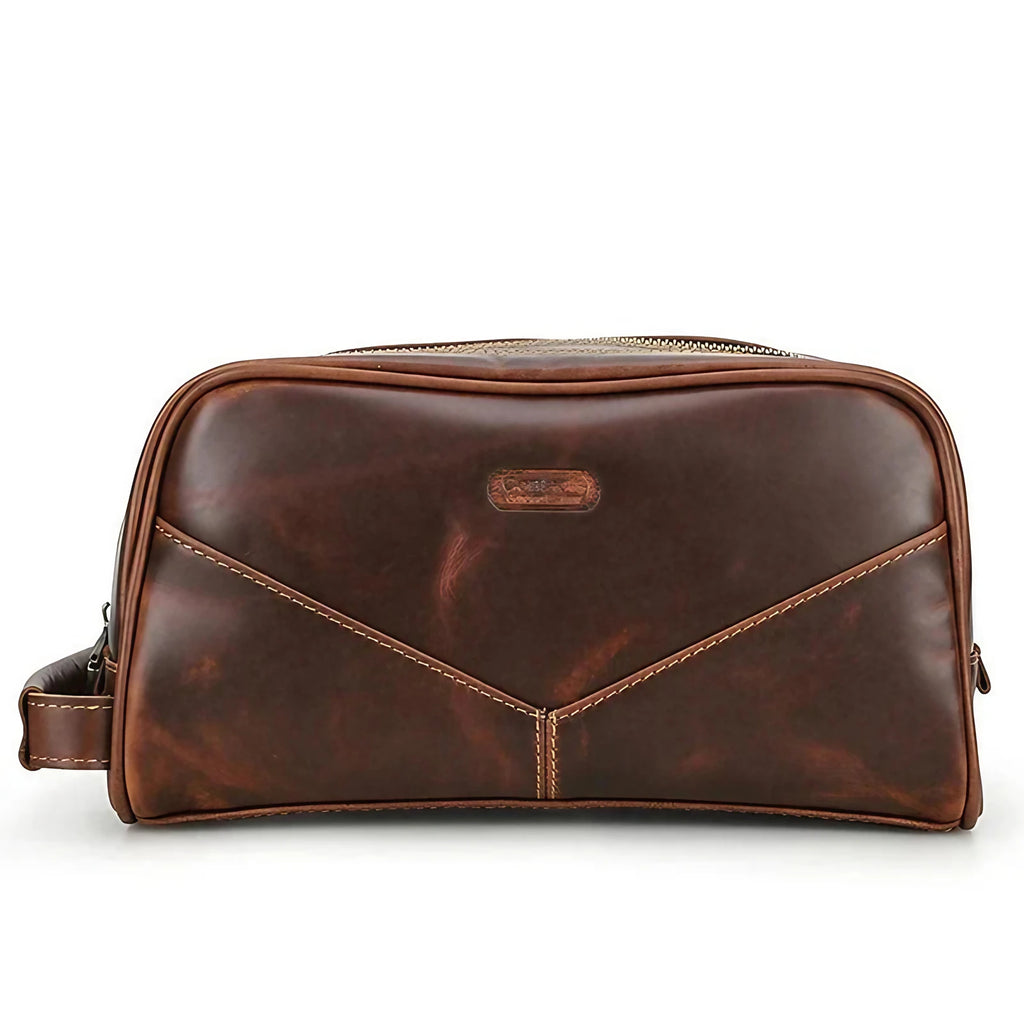Trousse de toilette homme personnalisable, gravure du prénom, marron