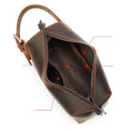 Trousse de toilette homme vintage à poignées, coloris café