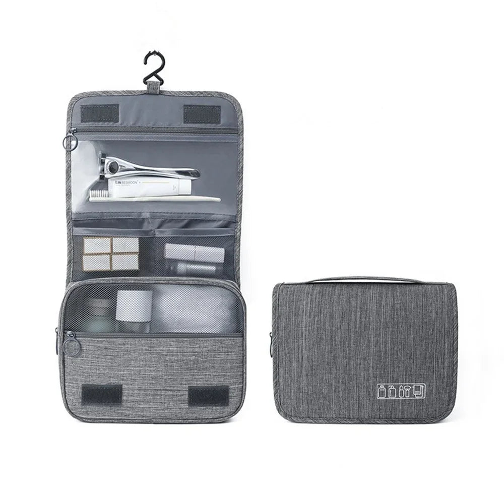 Trousse de toilette de voyage étanche à suspendre, polyester, gris
