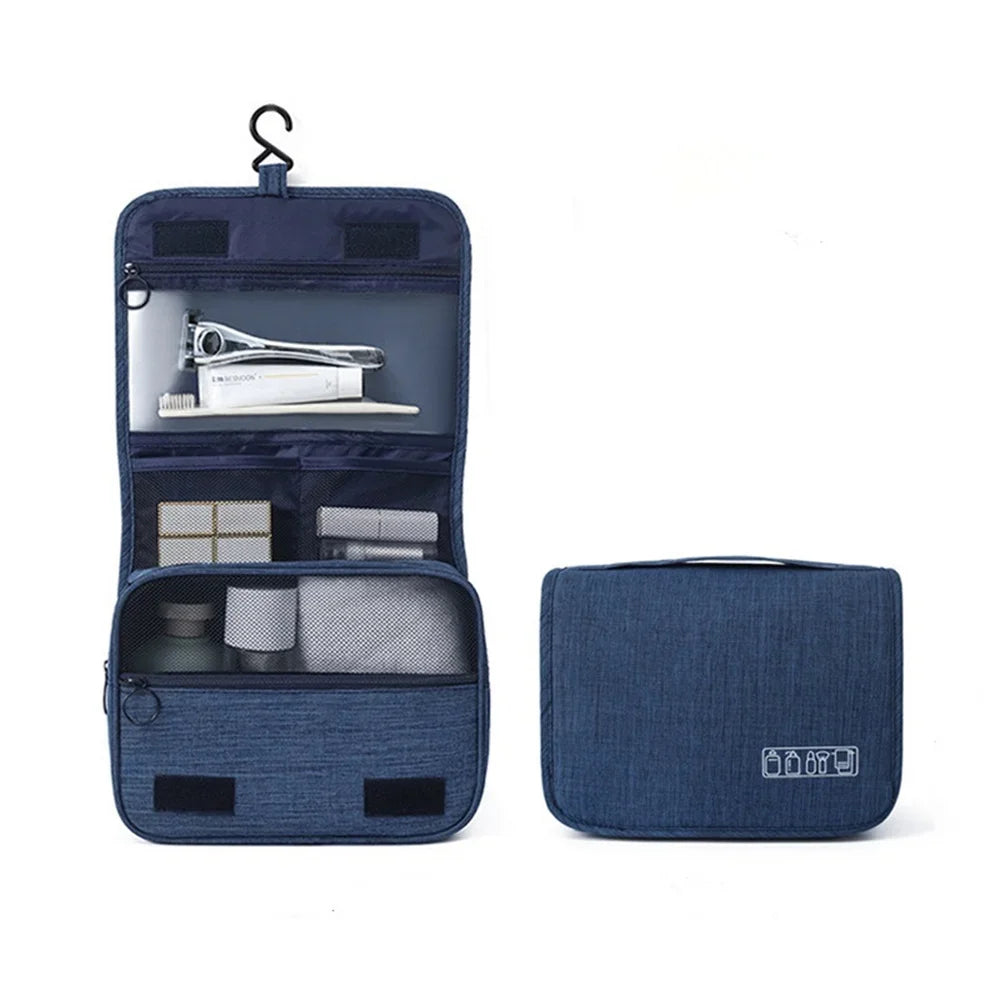 Trousse de toilette de voyage étanche à suspendre, polyester, bleu marine