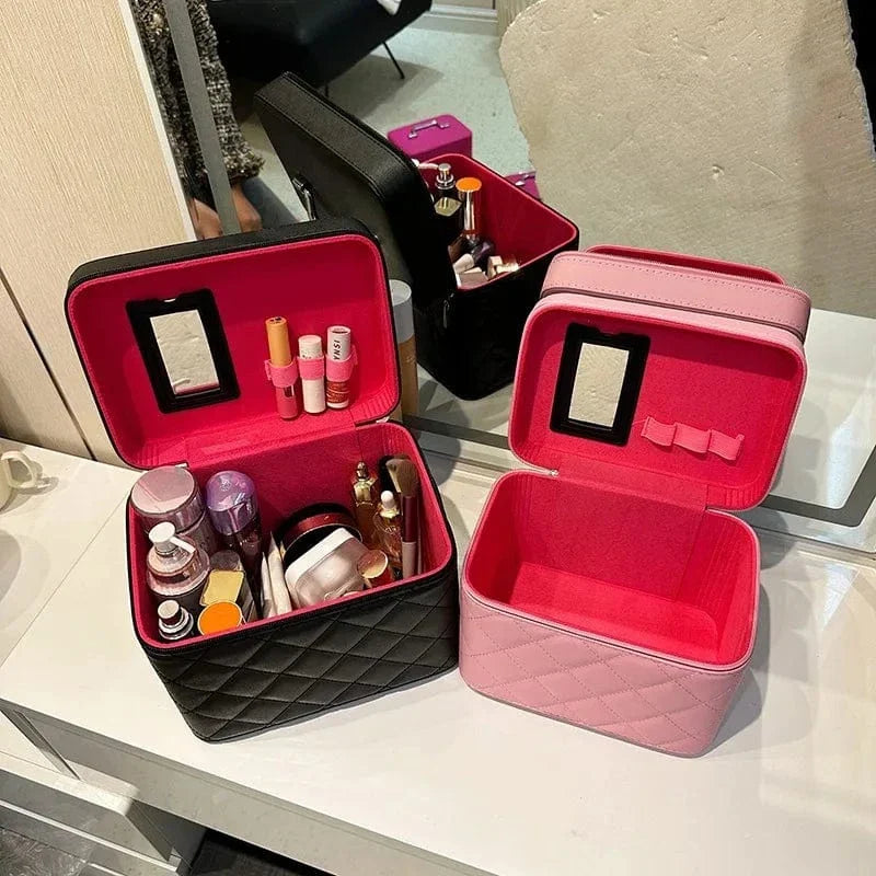 Trousse de toilette femme en similicuir, deux tailles, cinq coloris