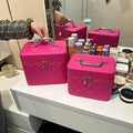 Trousse de toilette femme en similicuir, deux tailles, cinq coloris, rose rouge