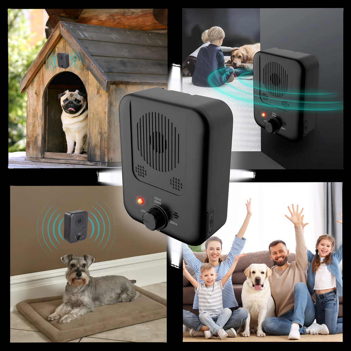 Boîtier anti-aboiement à ultrasons pour chien, rechargeable