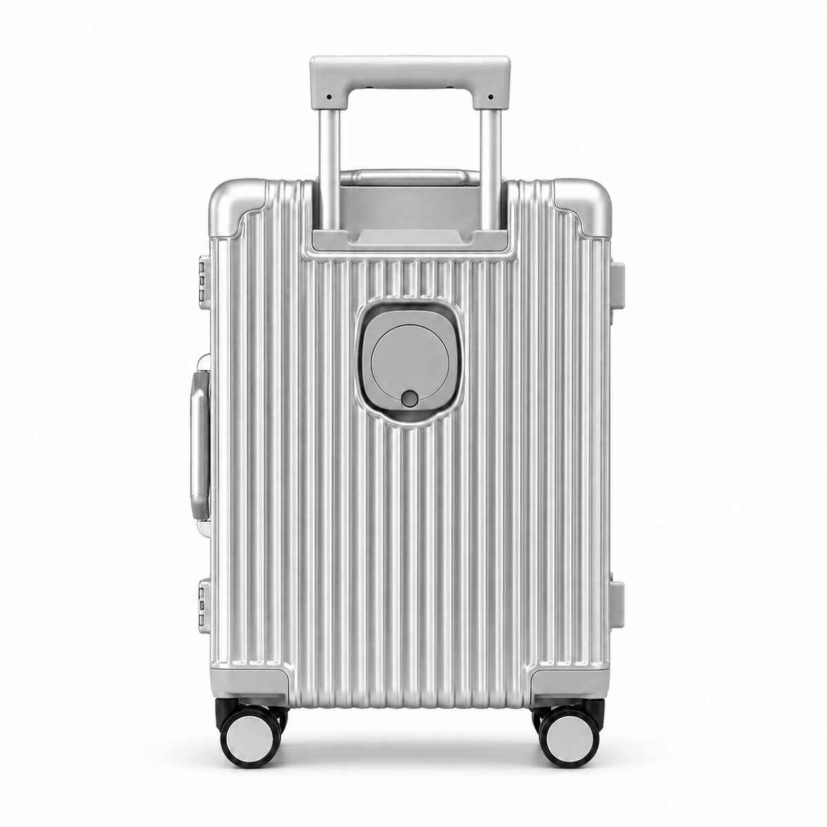Valise rigide en aluminium anodisé, 4 roues doubles, port USB
