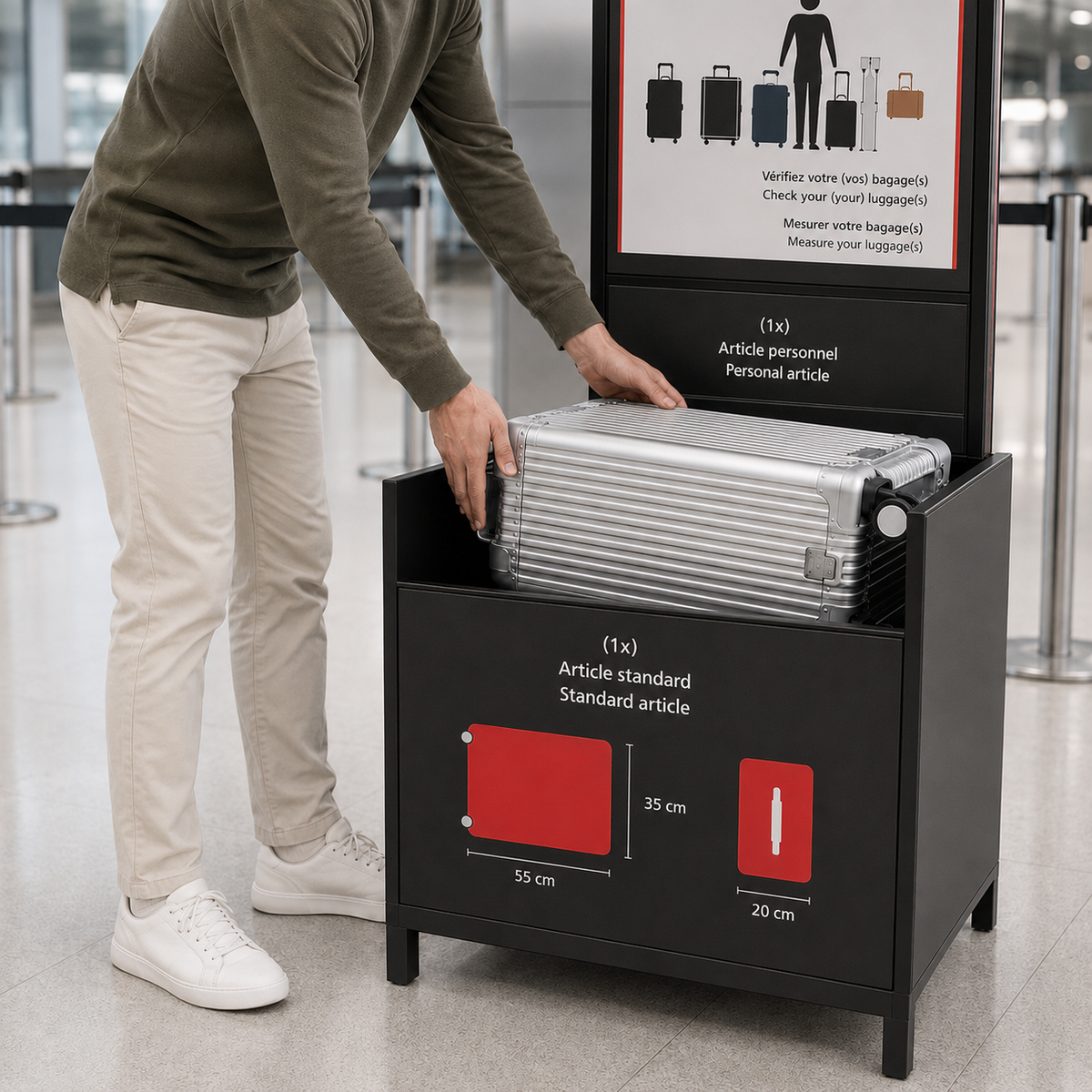 Valise rigide en aluminium anodisé, 4 roues doubles, port USB
