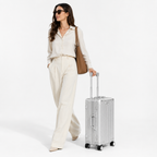 Valise rigide en aluminium anodisé, 4 roues doubles, port USB