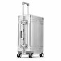Valise cabine en aluminium argentée, compartiment avant, argenté