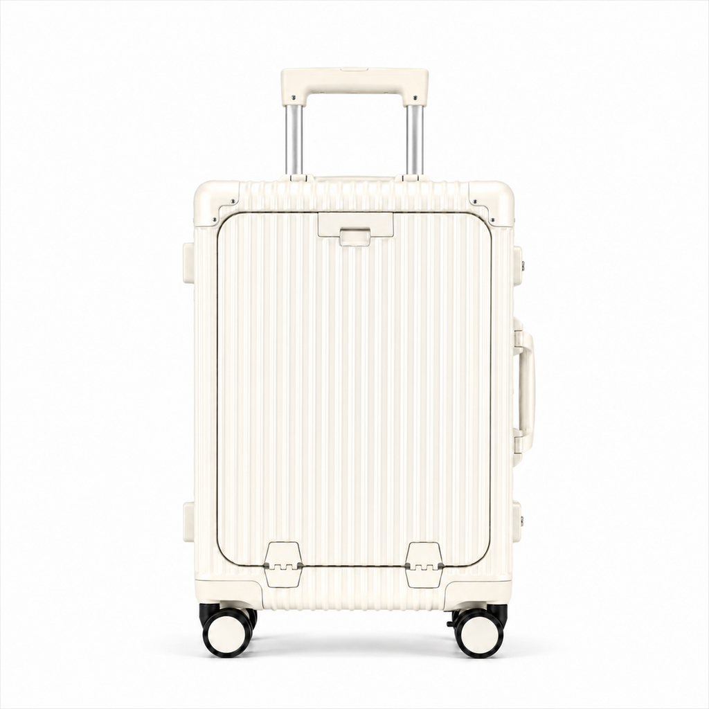 Valise cabine rigide en polycarbonate, port USB, 38 litres, blanc