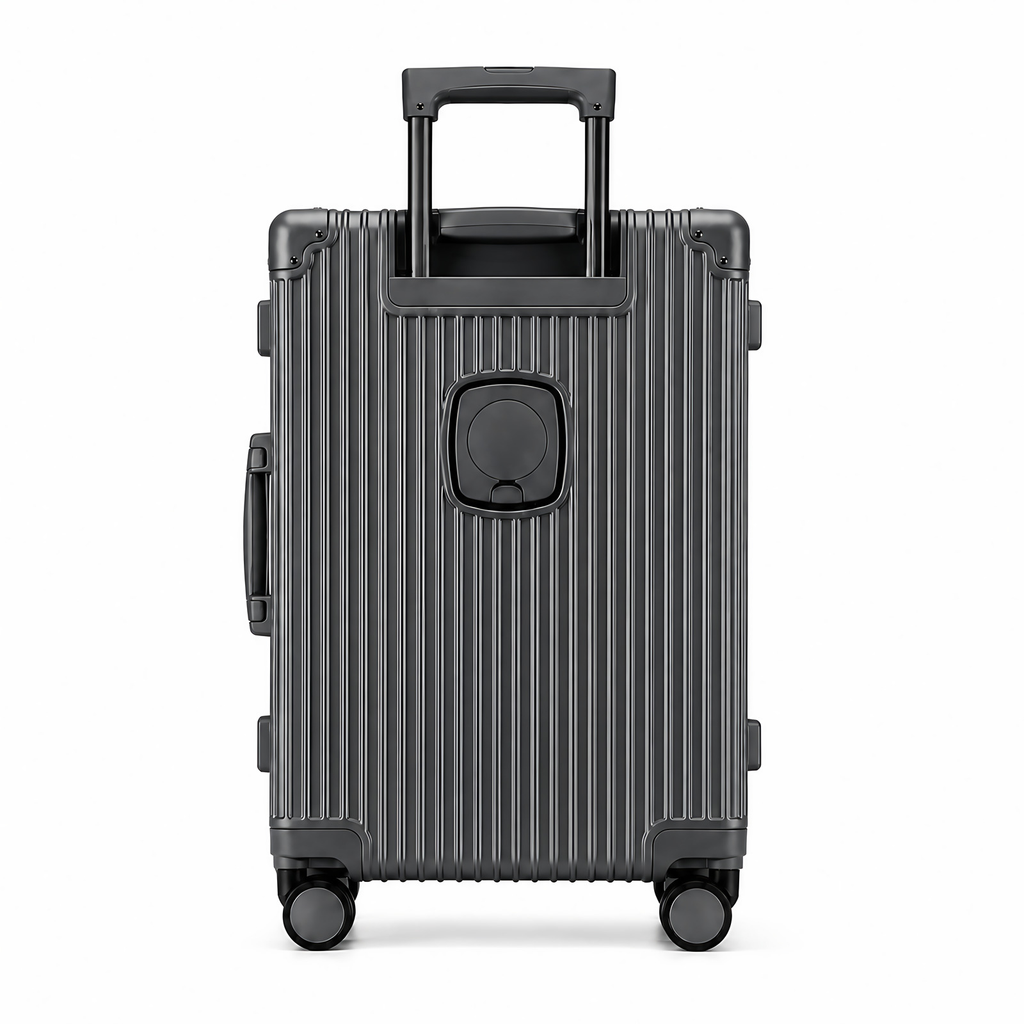 Valise cabine rigide en polycarbonate, port USB, 38 litres, gris foncé