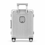 Valise cabine rigide en polycarbonate, port USB, 38 litres, argenté