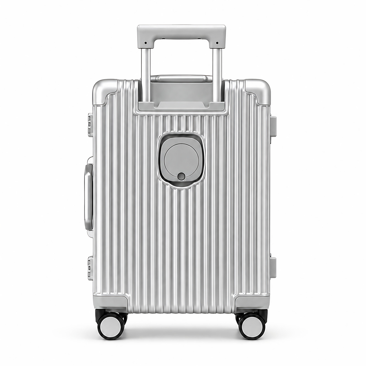 Valise cabine rigide en polycarbonate, port USB, 38 litres, argenté