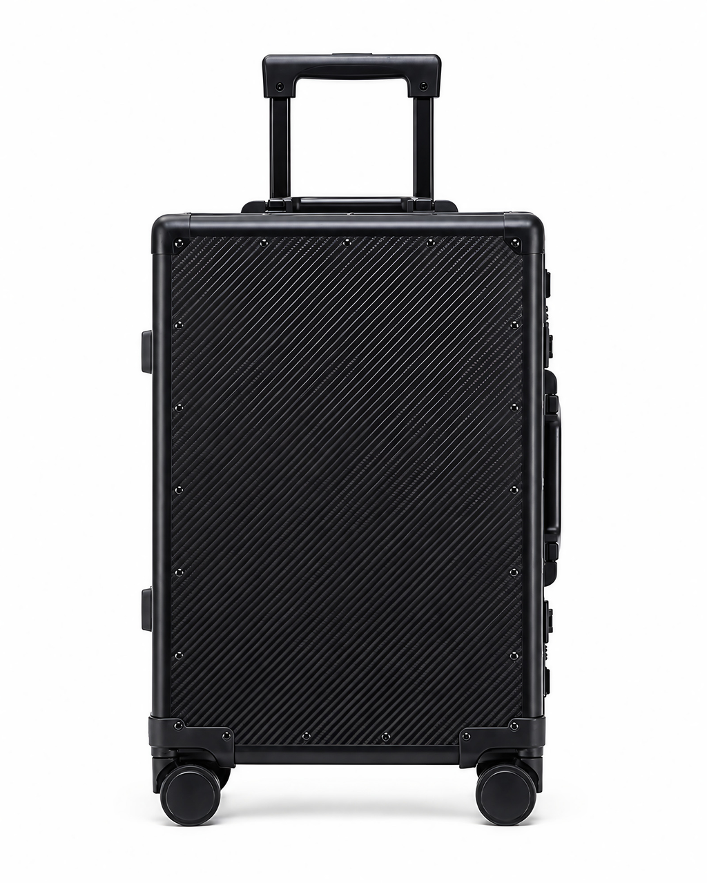 Valise rigide en fibre de carbone, format cabine ou moyen, noir carbone
