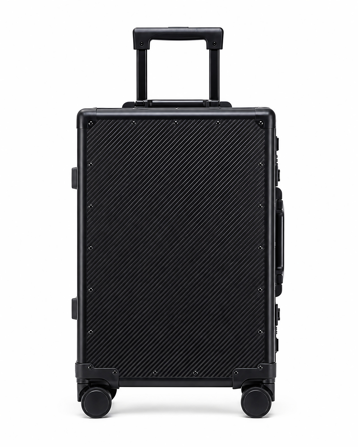 Valise rigide en fibre de carbone, format cabine ou moyen, noir carbone