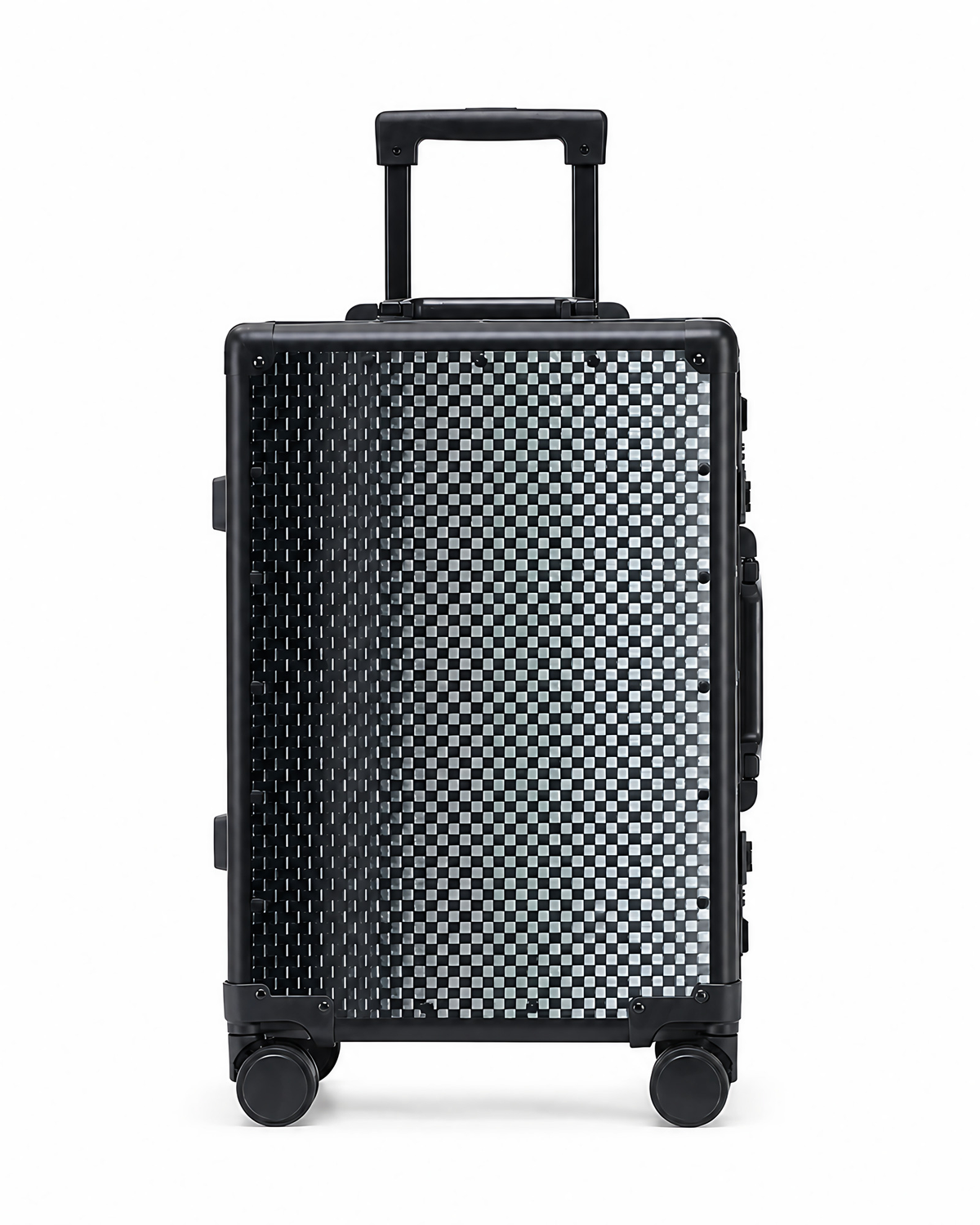 Valise rigide en fibre de carbone, format cabine ou moyen, motif cubique