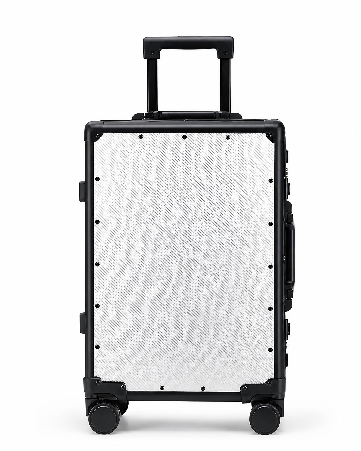 Valise rigide en fibre de carbone, format cabine ou moyen, argenté