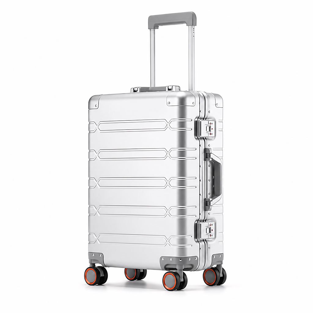 Valise rigide aluminium-magnésium, serrures TSA, trois formats, argenté