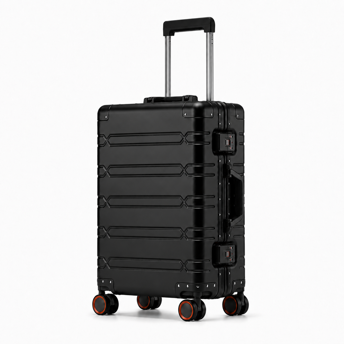 Valise rigide en alliage d'aluminium, deux serrures TSA, noir
