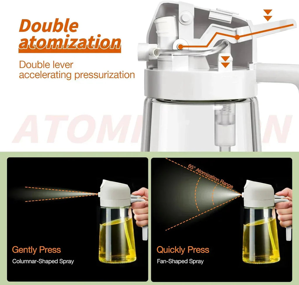 Pulvérisateur d'huile 2 en 1 en verre, spray ou verseur