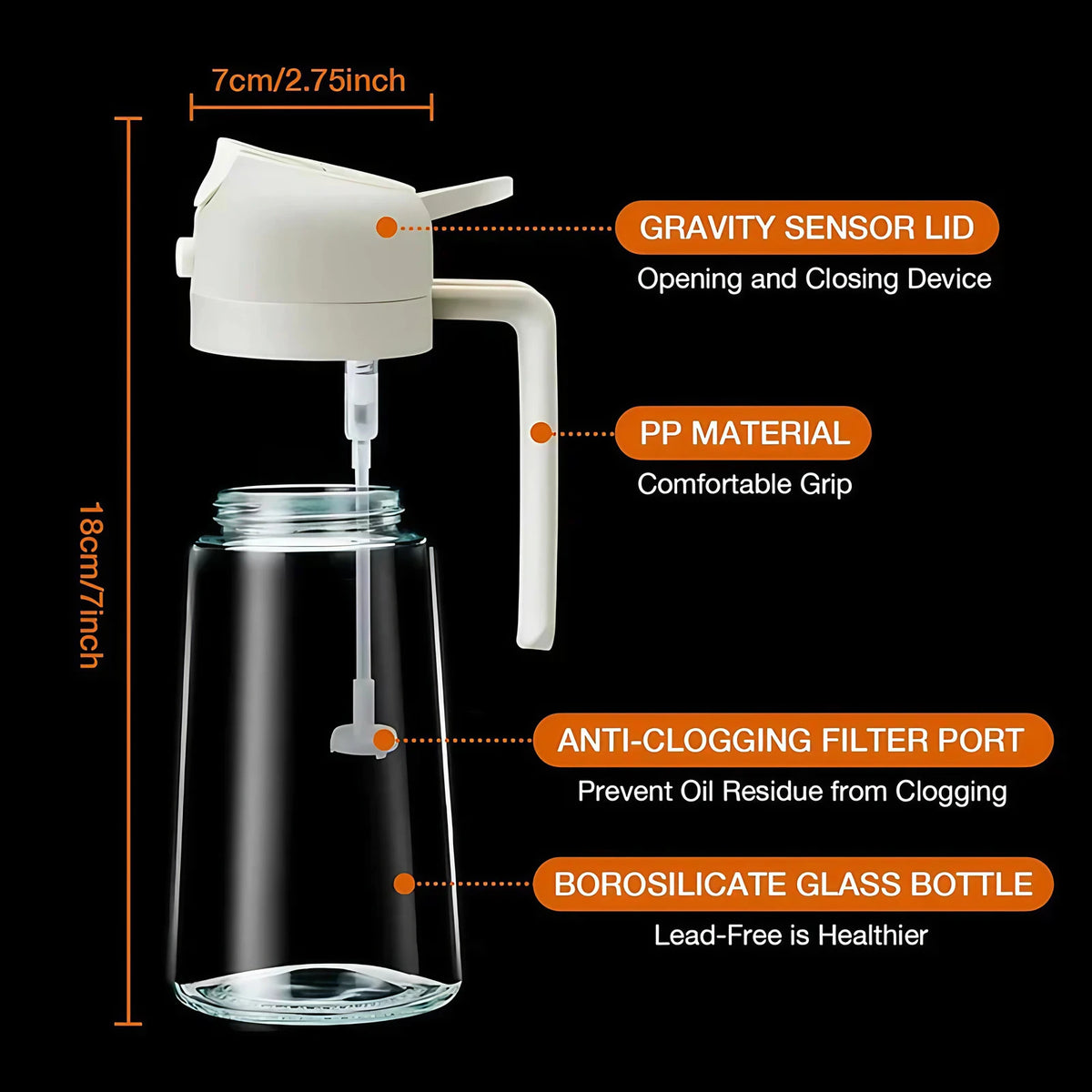 Pulvérisateur d'huile 2 en 1 en verre, spray ou verseur