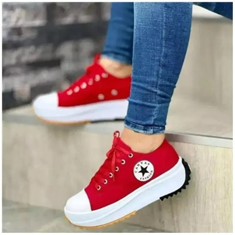 Baskets colorées femme, semelle antidérapante, sept coloris, rouge