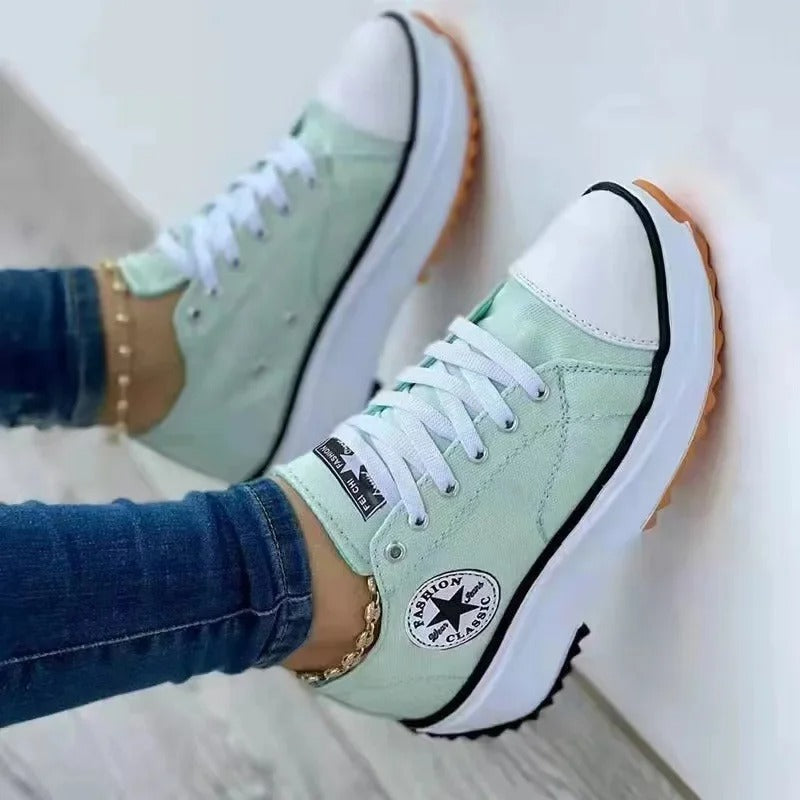 Baskets colorées femme, semelle antidérapante, sept coloris, vert