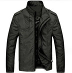 Veste cargo homme à col montant zippé et poches multiples, noir