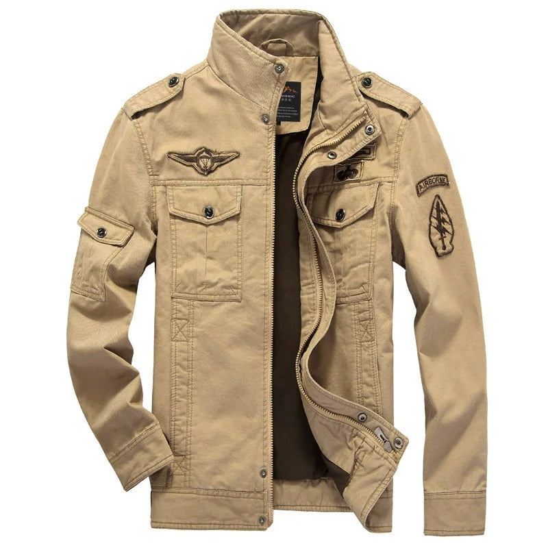 Veste mi-longue homme style militaire, poches, du M au 3XL, kaki