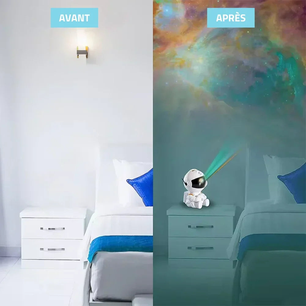 Veilleuse astronaute à projection d'étoiles au plafond