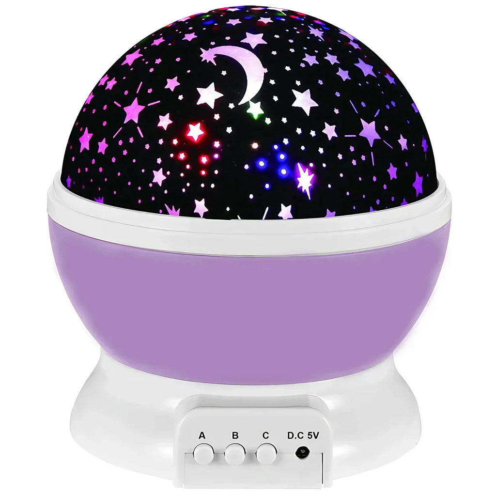 Veilleuse projecteur d'étoiles et de lune pour chambre d'enfant, mauve