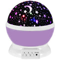 Veilleuse projecteur d'étoiles et de lune pour chambre d'enfant, mauve