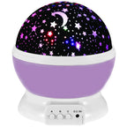 Veilleuse projecteur d'étoiles et de lune pour chambre d'enfant, mauve