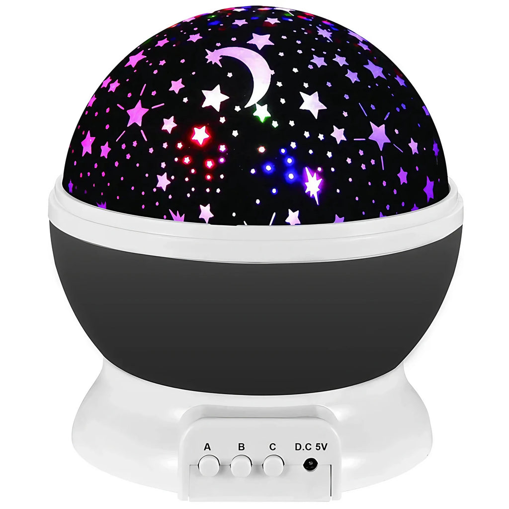 Veilleuse projecteur d'étoiles et de lune pour chambre d'enfant, noir