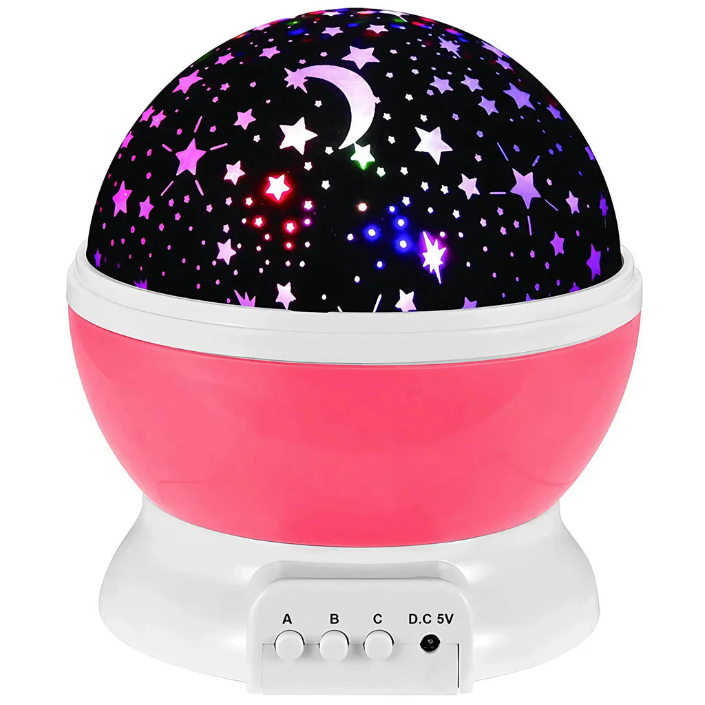 Veilleuse projecteur d'étoiles et de lune pour chambre d'enfant, rose