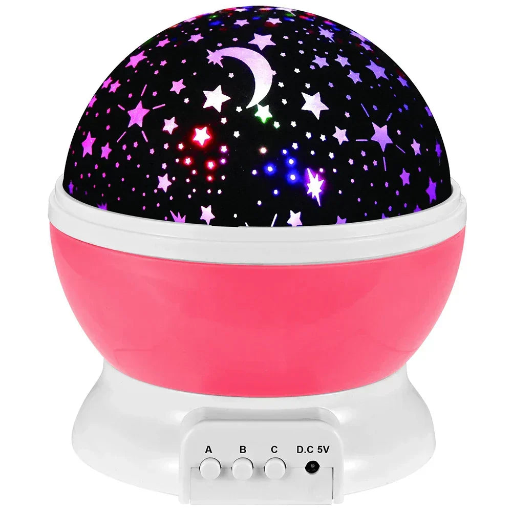 Veilleuse projecteur d'étoiles et de lune pour chambre d'enfant, rose