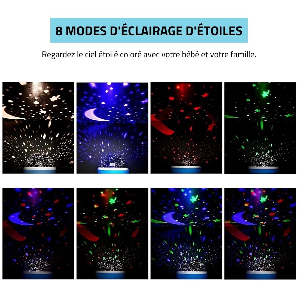 Veilleuse projecteur d'étoiles et de lune pour chambre d'enfant