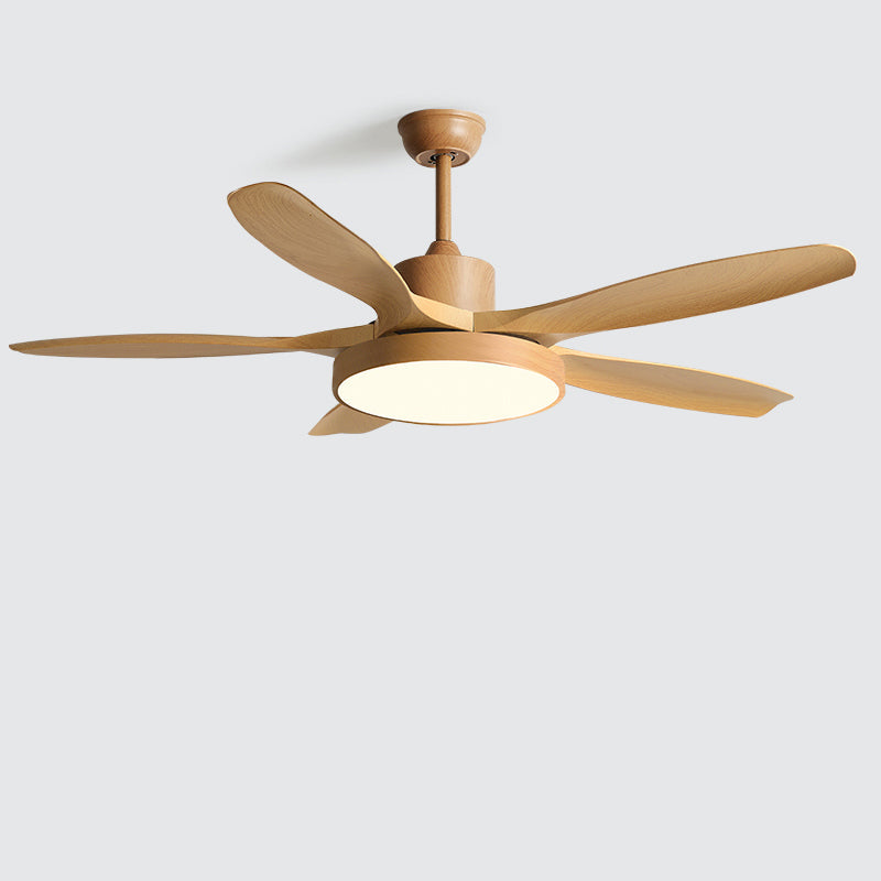Ventilateur de plafond réversible avec LED et télécommande, aspect bois