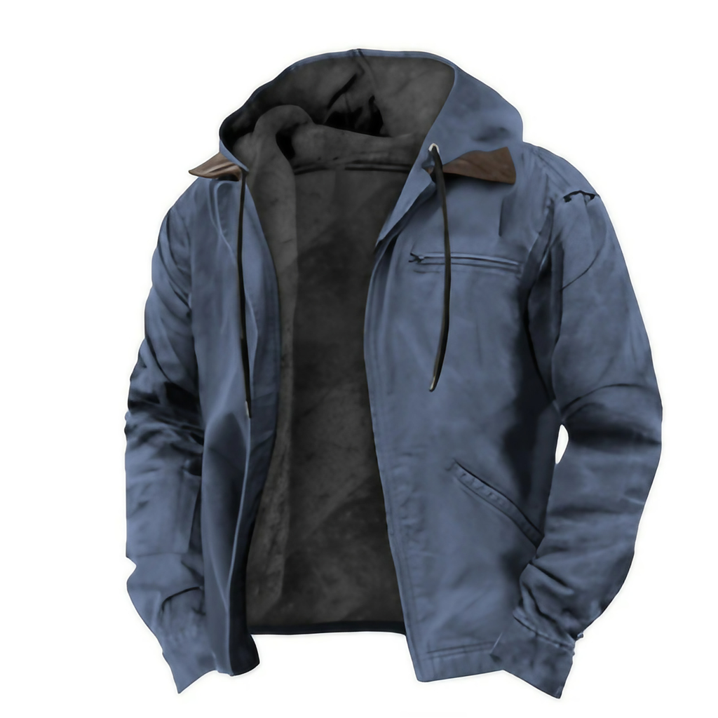 Veste à capuche homme, coupe ajustée, sept coloris, bleu foncé