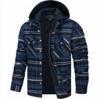 Veste à capuche homme à carreaux, coupe décontractée, bleu marine