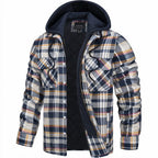Veste à capuche homme à carreaux, coupe décontractée, jaune