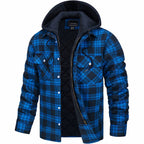 Veste à capuche homme à carreaux, coupe décontractée, bleu foncé