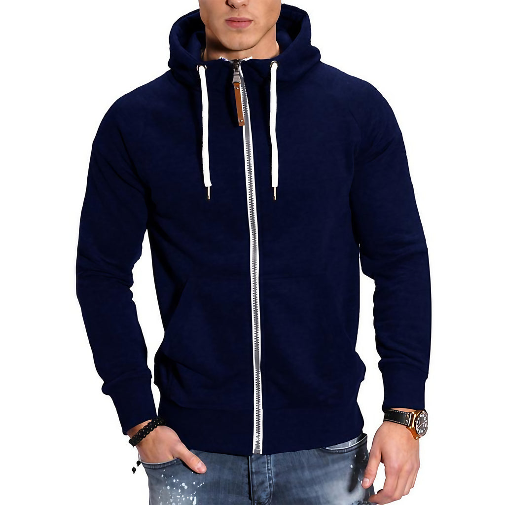 Veste zippée à capuche homme, manches raglan, neuf coloris, bleu marine