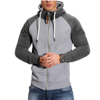 Veste zippée à capuche homme, manches raglan, neuf coloris, gris bicolore