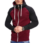 Veste zippée à capuche homme, manches raglan, neuf coloris, noir et rouge
