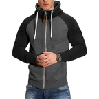 Veste zippée à capuche homme, manches raglan, neuf coloris, noir et gris